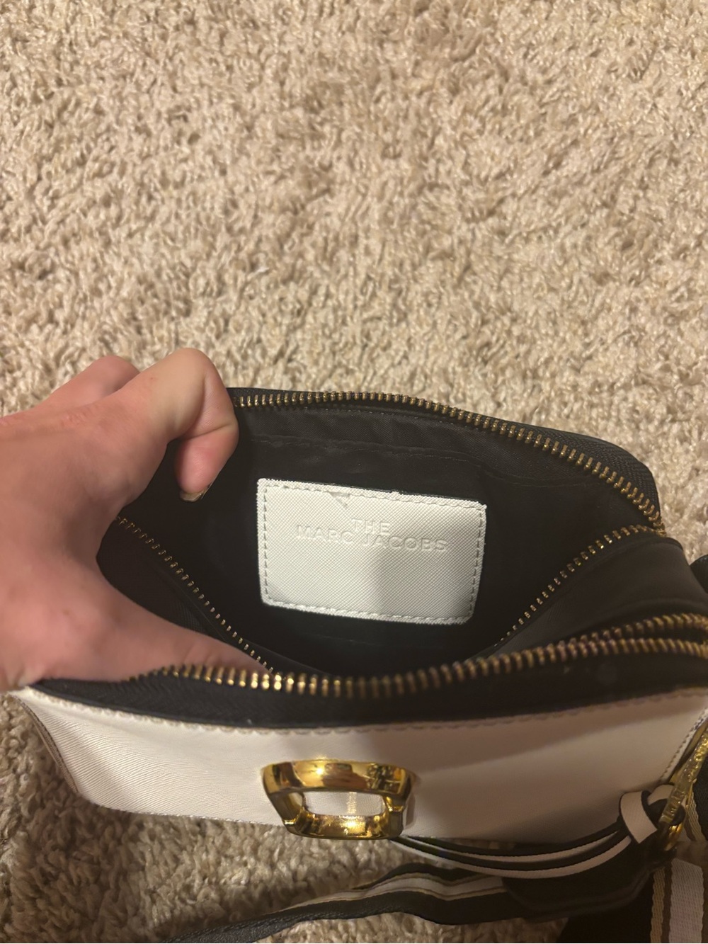 Marc Jacobs White Snapshot Camera Crossbody with Striped Logo Strap - Picture 6 of 7